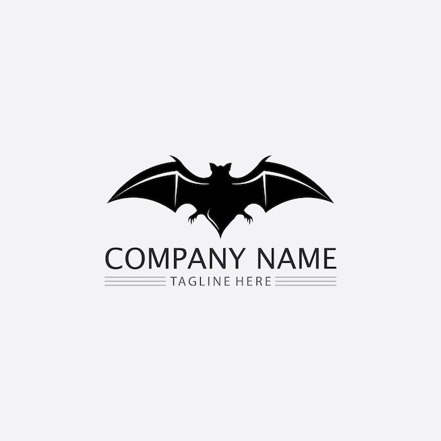 Nietoperz Logo Zwierzę I Wektor Skrzydła Czarny Halloween Wampir Gotycka Ilustracja Projekt Ikona Nietoperza