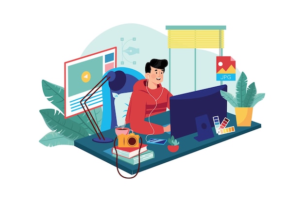 Niezależny projektant ilustracja koncepcja na białym tle