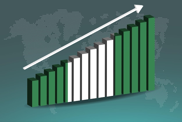 Niger 3d Wykres Słupkowy Wektor Strzałka W Górę Rosnąca Na Koncepcji Statystyki Kraju Danych
