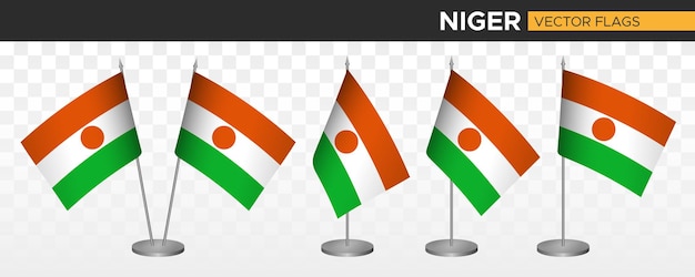 Niger Biurko Flagi Makieta 3d Wektor Ilustracja Stół Flaga Nigru