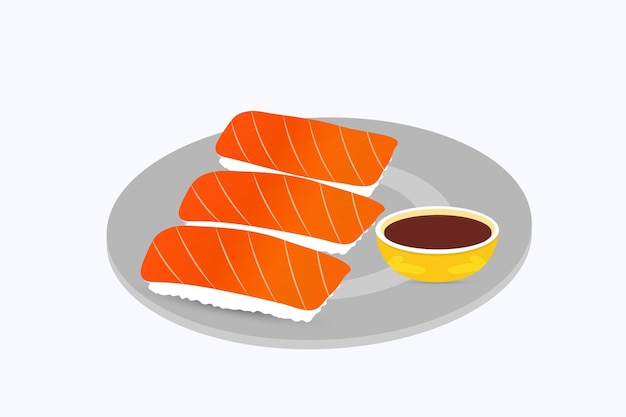 Nigiri Sushi z ilustracji wektorowych sos pomidorowy