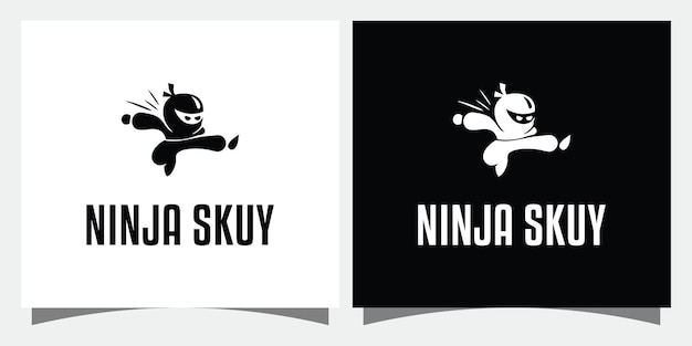 Ninja Logo Projekt Inspiracji Ikony Wektorowe Premium Wektor