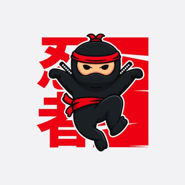 Ninja wojownik maskotka ilustracja kreskówka