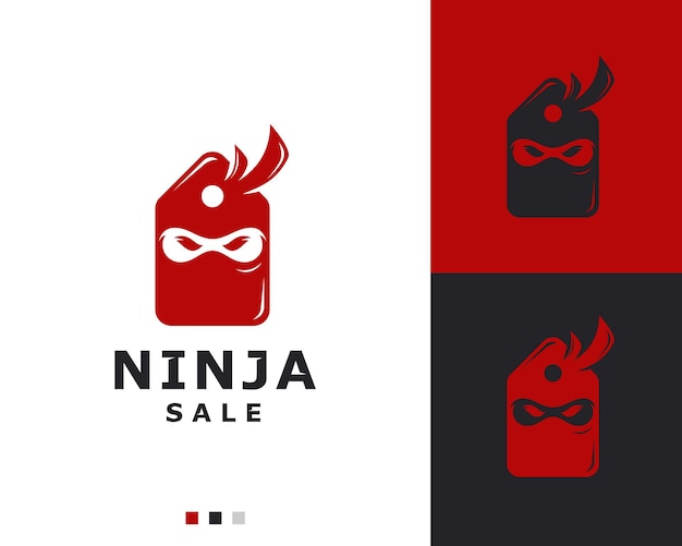 Plik wektorowy ninja z kombinacją projektu logo z ceną tagu