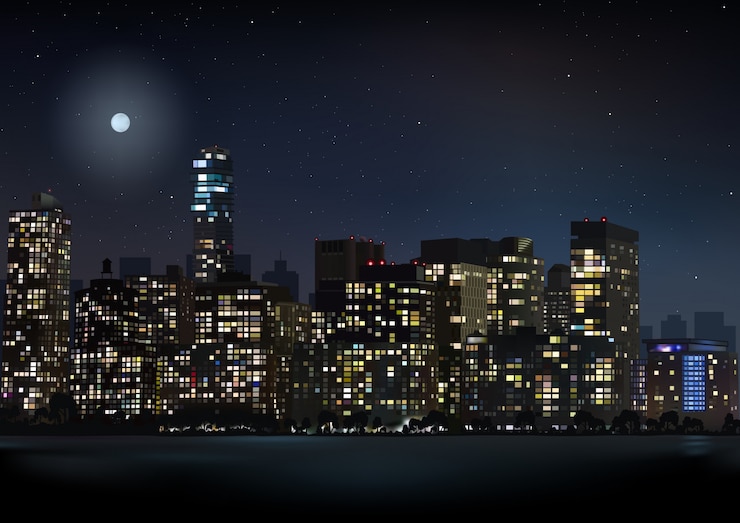 Wektor noc city skyline