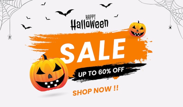 Noc Halloween tło z pełni księżyca na żółtym tle, dynie Halloween i drzewa z ba