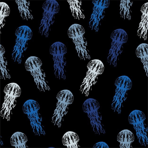 Plik wektorowy nocna galaktyka miesza się z akwarelowymi meduzami w jasnym stylu żywy niebieski fiolet
