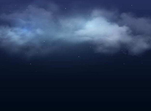 Nocne Niebo Z Chmurami I Gwiazdami Realistyczne Tło