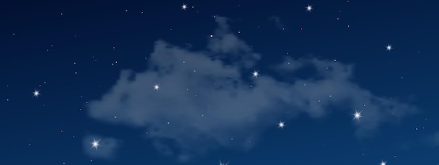 Plik wektorowy nocne niebo z chmurami i wieloma gwiazdami