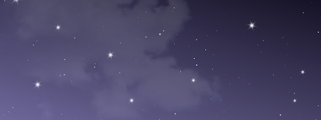 Nocne niebo z chmurami i wieloma gwiazdami