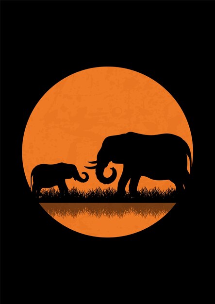 Nocny Krajobraz Sawanny Dzika Natura Afryki Kenia Ilustracja Plakat