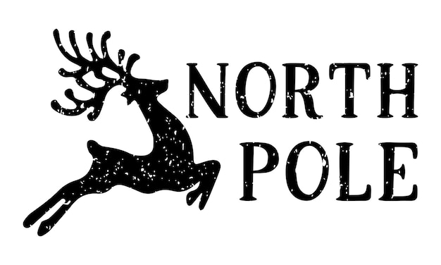 North Pole Grunge Rubber Stamp Design Z Białym Tłem