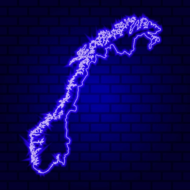 Plik wektorowy norwegia świecący neon na tle ceglanego muru