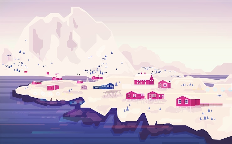 Wektor norweska panorama krajobrazu.