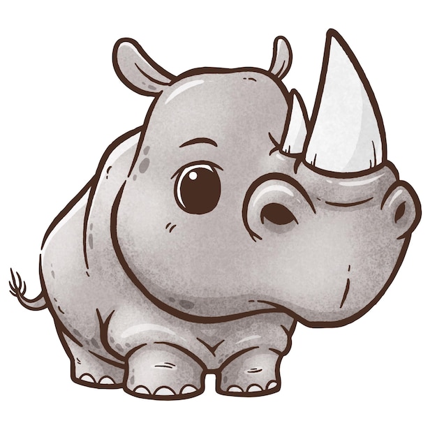 Plik wektorowy nosorożec rysunkowy z czarno-białą twarzą.