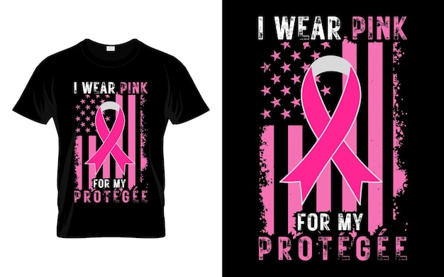 Plik wektorowy noszę różową koszulkę z różową wstążką protegee z okazji miesiąca świadomości raka piersi