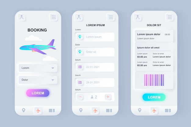 Nowoczesna Aplikacja Mobilna Do Rezerwacji Lotów Neumorficznych