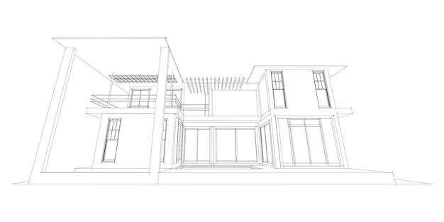 Nowoczesna Architektura Szkieletowa, Abstrakcyjne Tło Architektoniczne, Ilustracja 3d