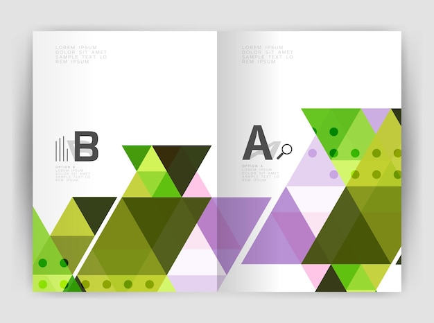 Plik wektorowy nowoczesna broszura biznesowa lub szablon wydruku ulotki abstrakcyjne tło z kolorowymi trójkątami projekt wektorowy dla opcji numeracji diagramu układu przepływu pracy lub projektowania stron internetowych