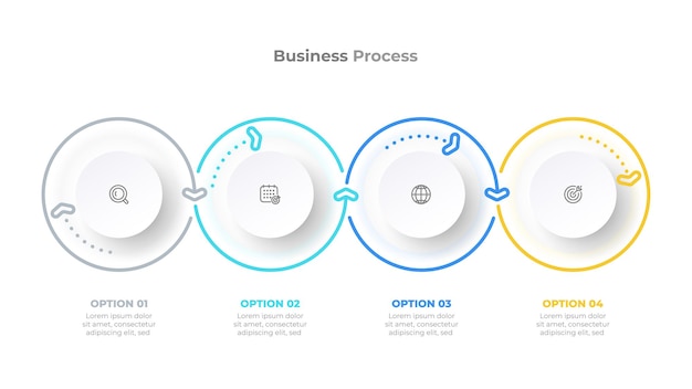 Nowoczesna Grafika Informacji Na Osi Czasu. Szablon Schematu Przepływu Pracy, Wykresu Informacyjnego I Prezentacji. Koncepcja Biznesowa Z 4 Opcjami Lub Krokami.