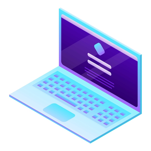 Nowoczesna ikona nowego laptopa Izometryczna ikona wektora nowoczesnego nowego laptopa do projektowania stron internetowych izolowana na białym tle
