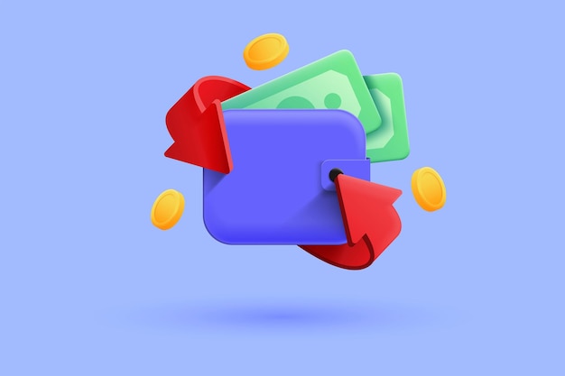 Nowoczesna ilustracja 3d koncepcji Cash Back