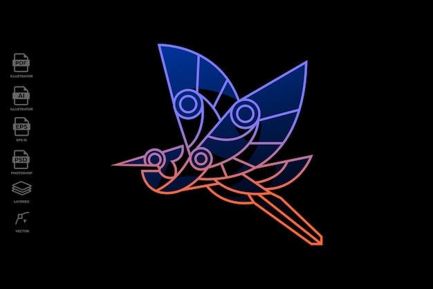 Plik wektorowy nowoczesna monoline lineart czapla logo szablon projektu ilustracja tatuaż tapeta art