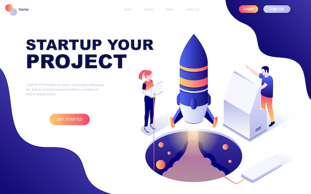 Nowoczesna płaska izometryczna koncepcja Startup Your Project