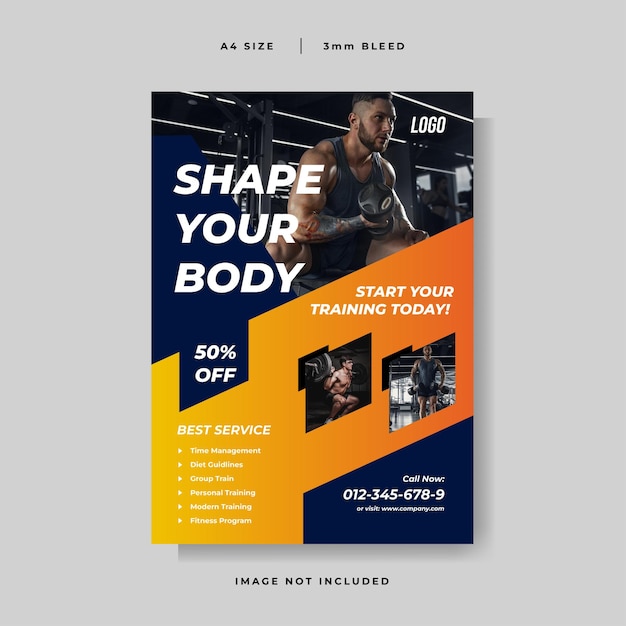 Plik wektorowy nowoczesna siłownia fitness flyer szablon wektor