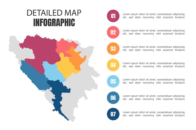 Nowoczesna Szczegółowa Mapa Infografika Bośni I Hercegowiny