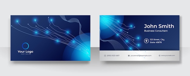 Nowoczesna wizytówka z logo firmy. Szablon wizytówki wektor. Wizytówka do użytku służbowego i osobistego. Wektor ilustracja projektowania technologii tła