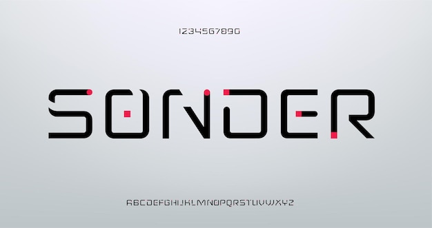 Nowoczesne Abstrakcyjne Czcionki Alfabetu. Technologia Typografii, Elektroniczny, Film, Cyfrowy, Muzyka, Przyszłość, Czcionka Kreatywna Logo.