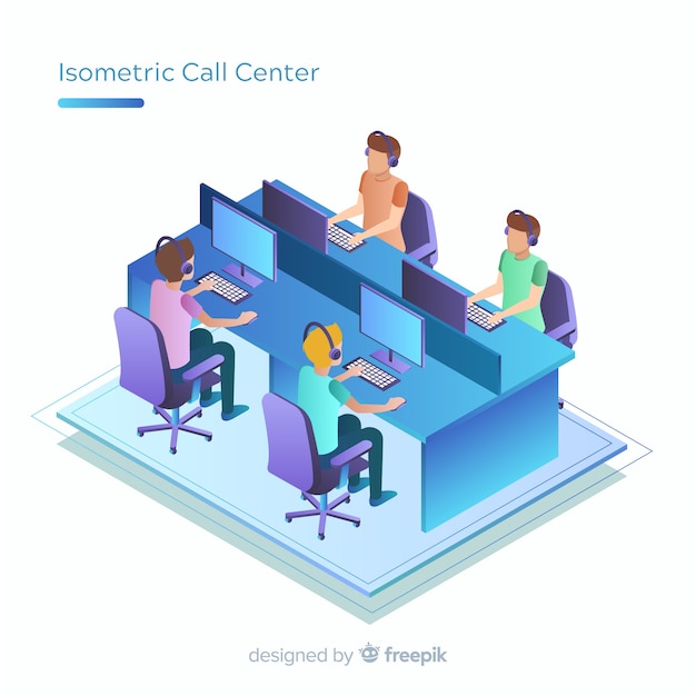 Nowoczesne call center w projektowaniu izometrycznym