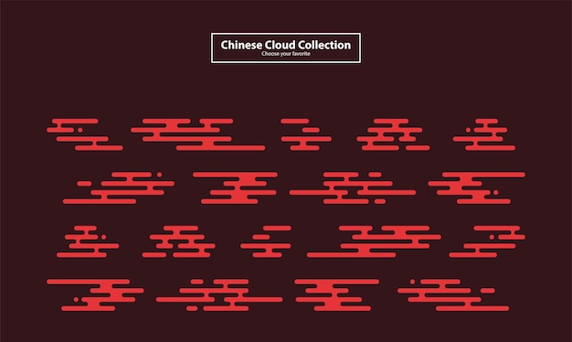 Plik wektorowy nowoczesne chińskie naklejki w chmurze tagi kolorowy element wektor kolekcja płaski odznaka zestaw etykieta clipart