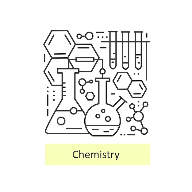 Nowoczesne Cienka Linia Ikon Chemii