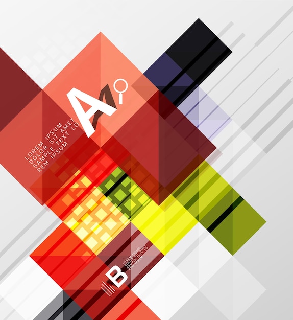 Plik wektorowy nowoczesne geometryczne abstrakcyjne kwadraty tła z infografikami i przykładowym tekstem