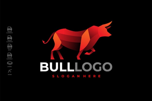 Nowoczesne Gradientowe Kolorowe Logo Bull Ox Szablon Ilustracji Wektorowych