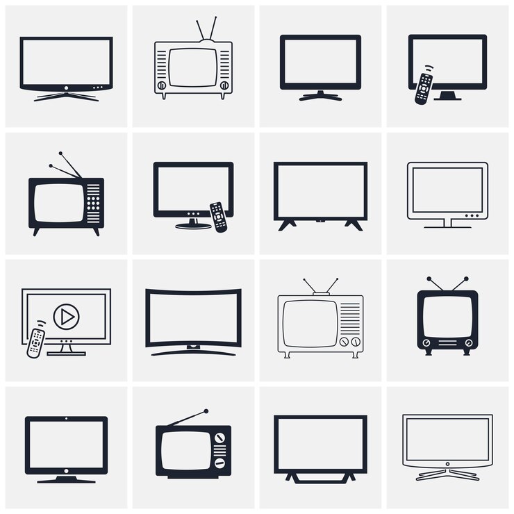 Nowoczesne i retro ikony telewizyjne