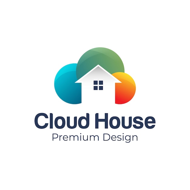 Nowoczesne Kolorowe Logo Budynku W Chmurze Do Projektowania Hoteli, Wakacji, Nieruchomości