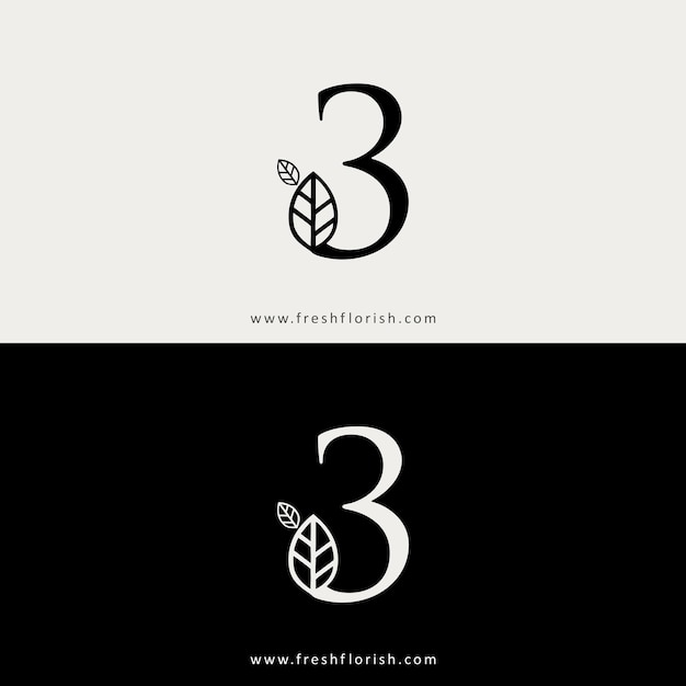 Nowoczesne Litera 3 Kwiatowe Logo