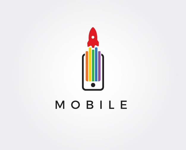 Nowoczesne logo Phone Booster z symbolem rakiety