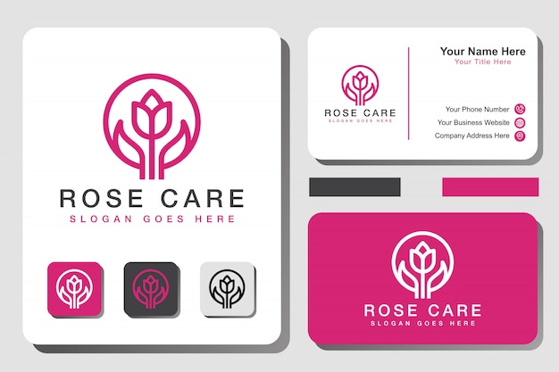 Nowoczesne Logo Urody Rose Care Dla Butiku, Spa, Kosmetyków, Salonu W Projektowaniu Wizytówek