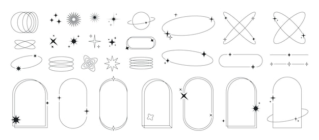 Nowoczesne, Minimalistyczne Elementy Linii Estetycznej, Modne Ramki Liniowe Z Ramkami łukowymi Gwiazd, Błyszczą