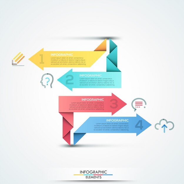Nowoczesne Opcje Infografiki Baner Z 4 Papierowymi Strzałkami