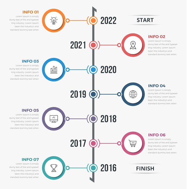 Plik wektorowy nowoczesne pionowe infografiki osi czasu