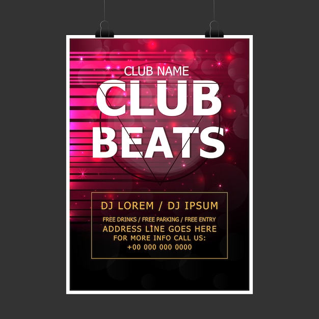 Nowoczesne świecące Club Party Flyer szablonu.
