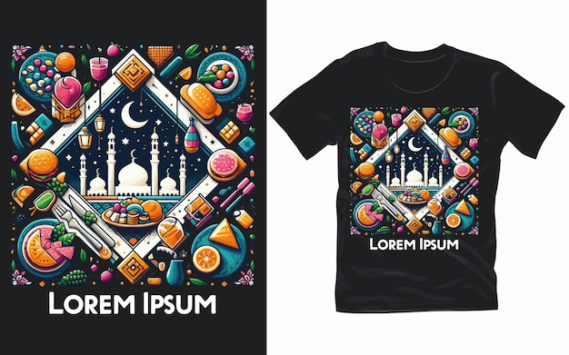 Plik wektorowy nowoczesny artystyczny projekt koszulki ramadanu dla charakterystycznej tożsamości