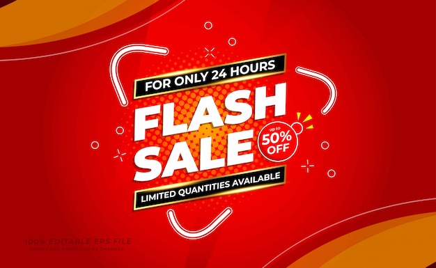 Nowoczesny baner sprzedaży Flash w kolorze czerwonym