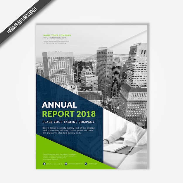 Plik wektorowy nowoczesny biznes roczny raport 2018 pokrywa szablon z zielonym i granatowym