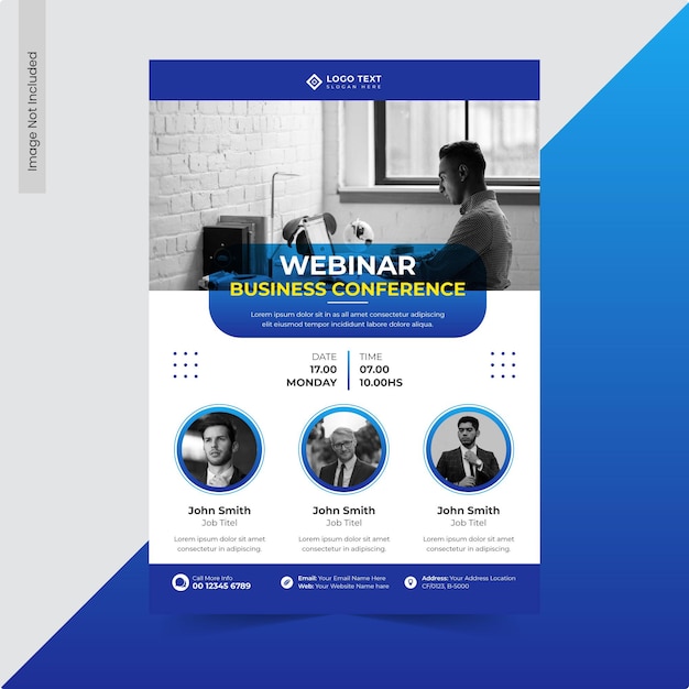 Plik wektorowy nowoczesny biznesowy webinar projekt szablonu ulotki konferencji